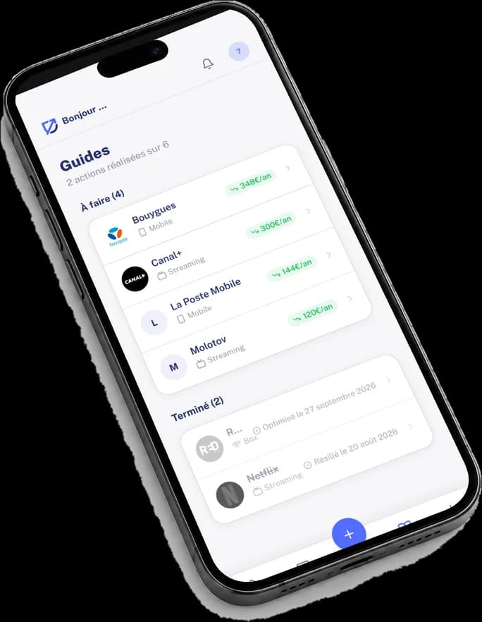 Un iPhone posé à plat et incliné, affichant les guides de SmartSaver
